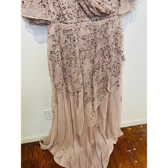 MAC DUGGAL 93681 Vintage Lilac Pink Sequined Butterfly High Low Gown Dress 2 - Picture 6 of 13